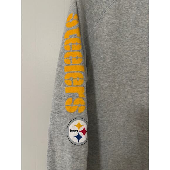 Reebok NFL Team Apparel Size Medium Long Spellout Sleeve Steelers Crewneck - Picture 6 of 8